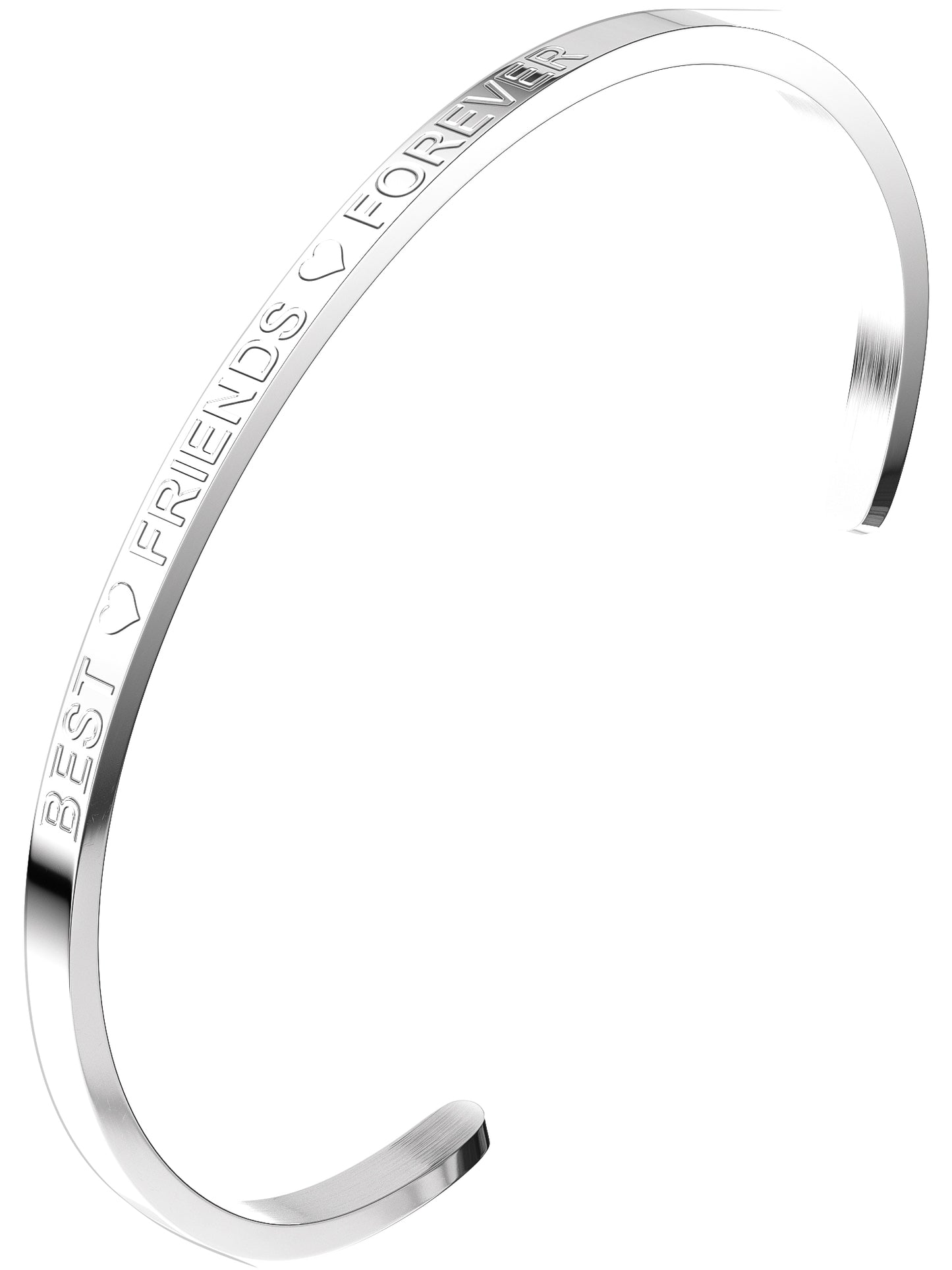 Silberfarbener THIORA BFF Armreif aus Edelstahl mit Best-Friends-Forever-Gravur
