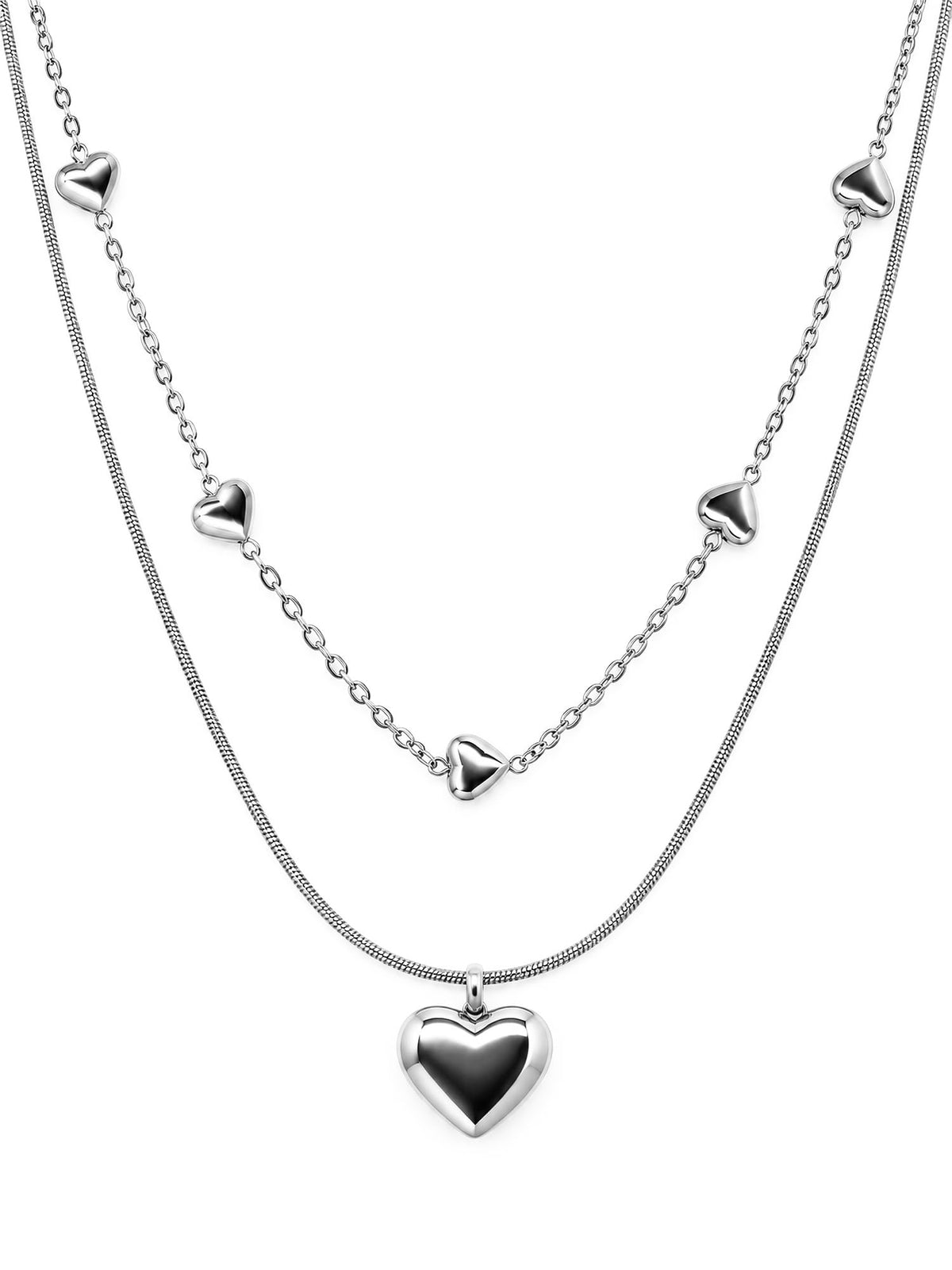 THIORA Daily Crush – zweireihige Herzkette, Silber