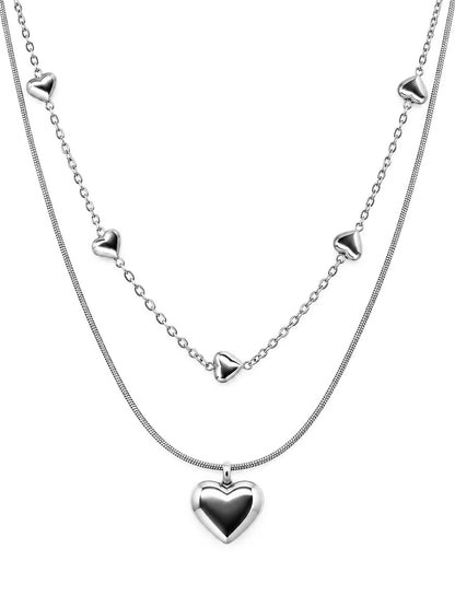 THIORA Daily Crush – zweireihige Herzkette, Silber
