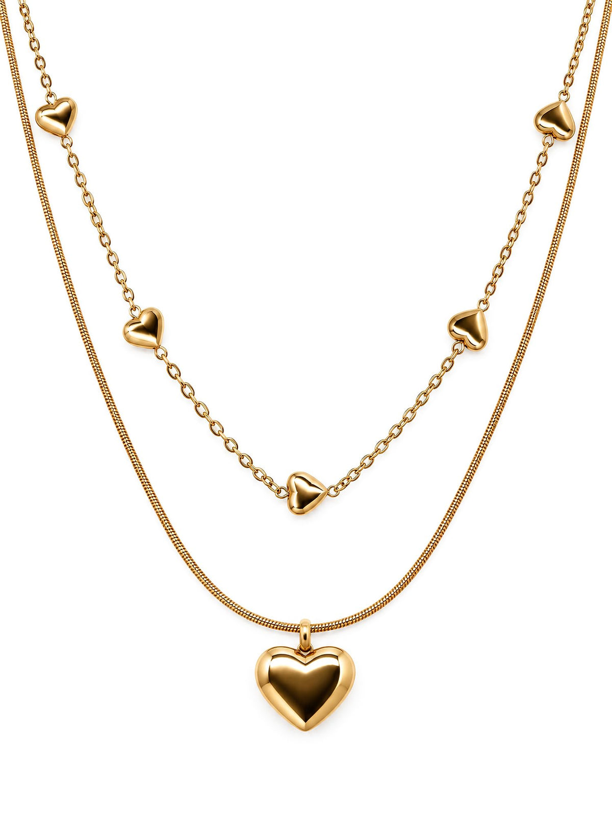 THIORA Daily Crush – zweireihige Herzkette, Gold