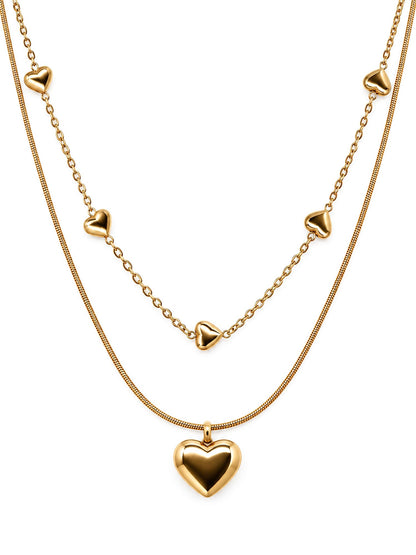 THIORA Daily Crush – zweireihige Herzkette, Gold