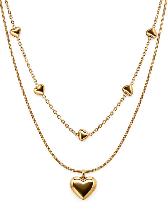 THIORA Daily Crush – zweireihige Herzkette, Gold