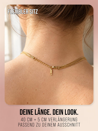 Sundrift in Gold: gemeinsamer Karabinerverschluss und Verlängerung im Nacken, 40 + 5 cm