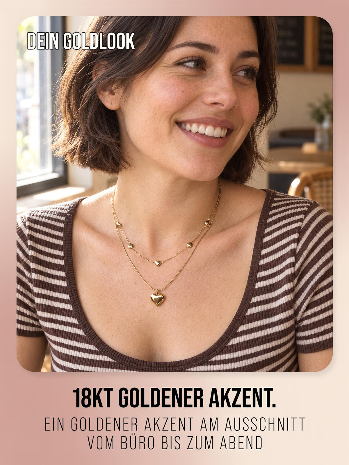 THIORA Daily Crush – zweireihige Herzkette, Gold