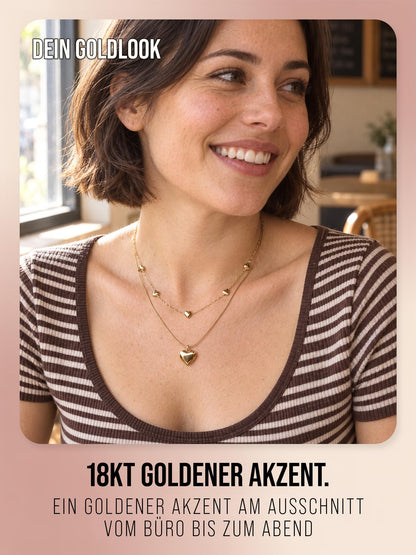 THIORA Daily Crush – zweireihige Herzkette, Gold