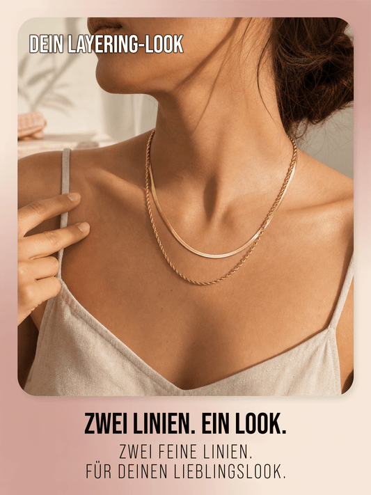Halskette - 'Twin Waves' - Layering Kette aus Edelstahl