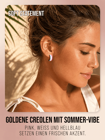 Malibu Sunkiss Creolen – Gold mit Emaille