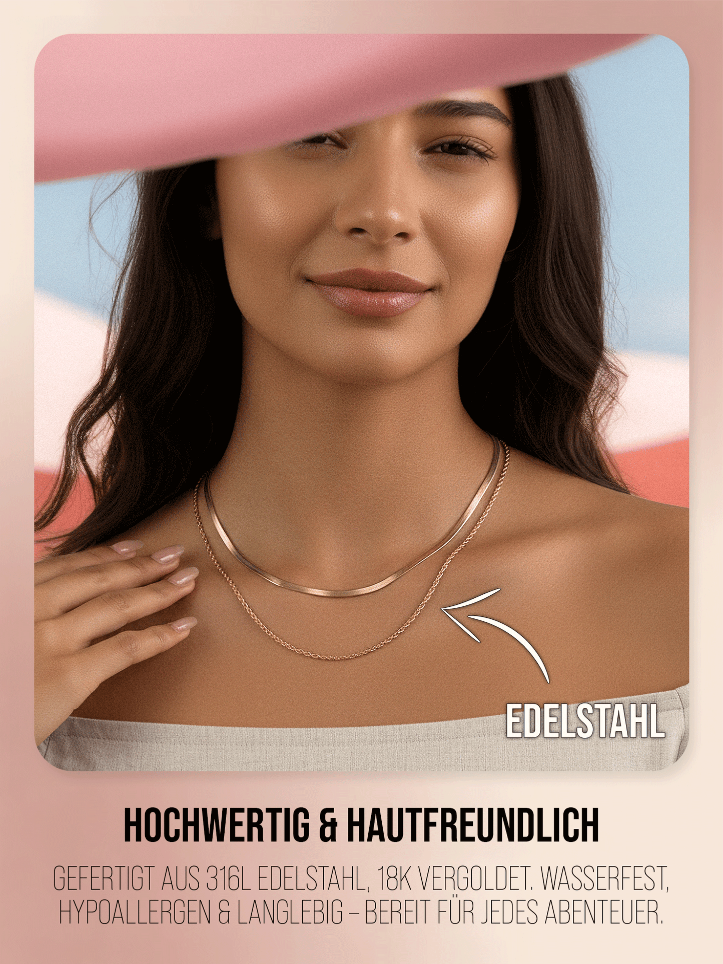 Halskette - 'Twin Waves' - Layering Kette aus Edelstahl