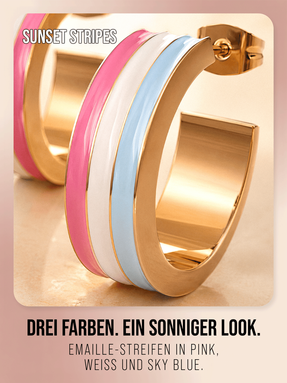 Malibu Sunkiss Creolen – Gold mit Emaille