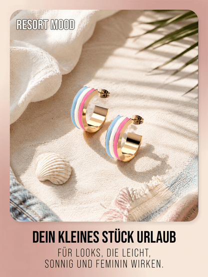 Malibu Sunkiss Creolen – Gold mit Emaille