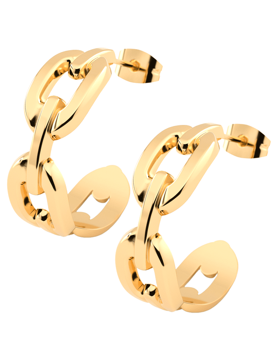 Creolen im Gliederketten - Style | Edelstahl in Rosegold, Silber & Gold