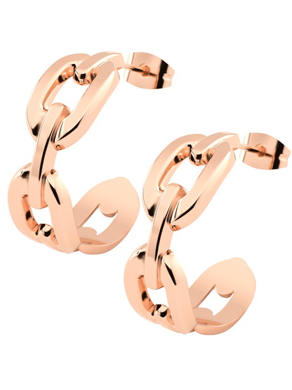 Creolen im Gliederketten - Style | Edelstahl in Rosegold, Silber & Gold