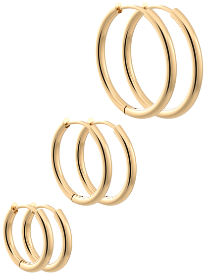 Aruba Creolen Set aus wasserfestem Edelstahl in Gold Silber und Roségold