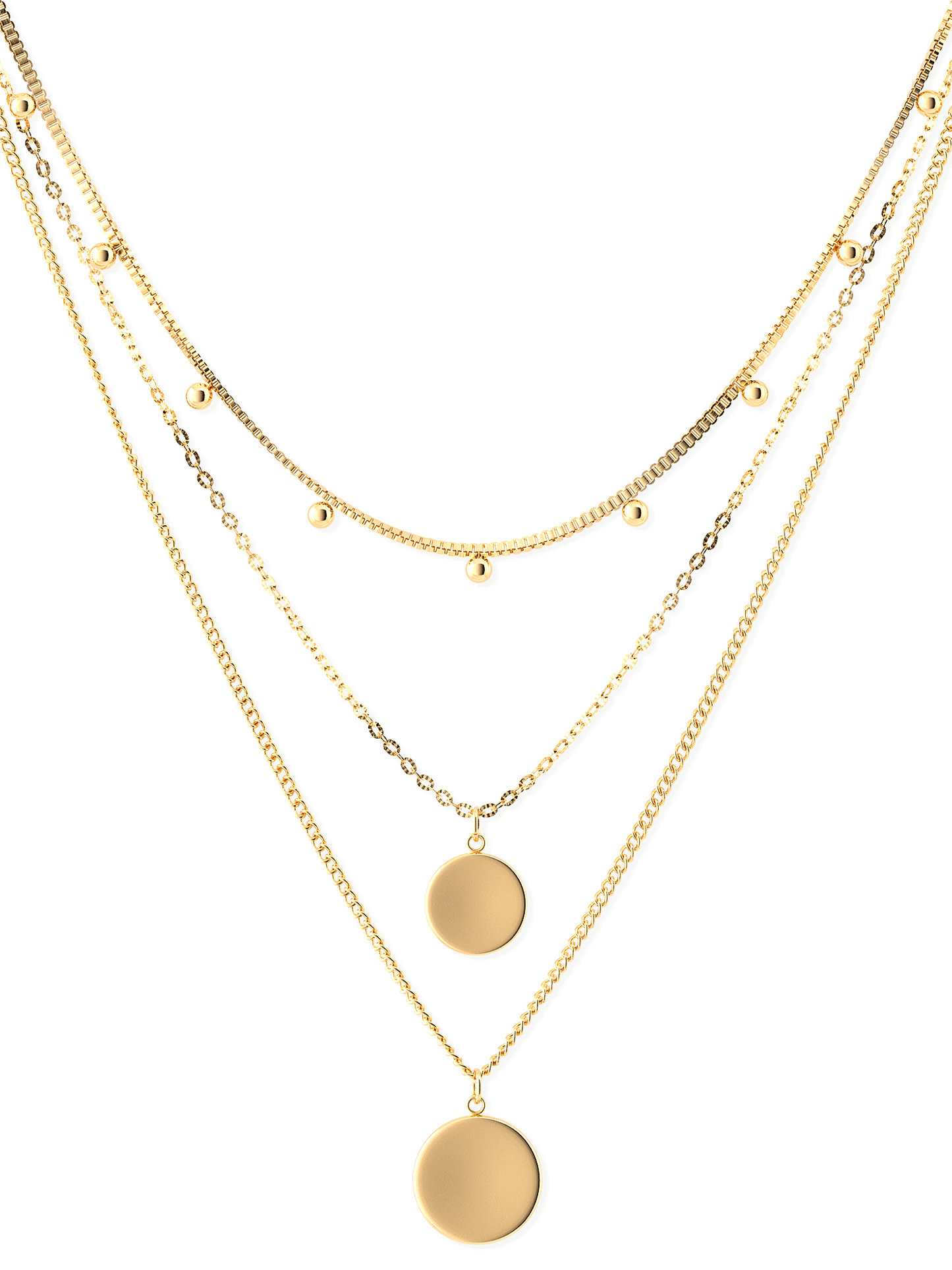 Capri Coin dreireihige Layering Halskette aus Edelstahl von THIORA