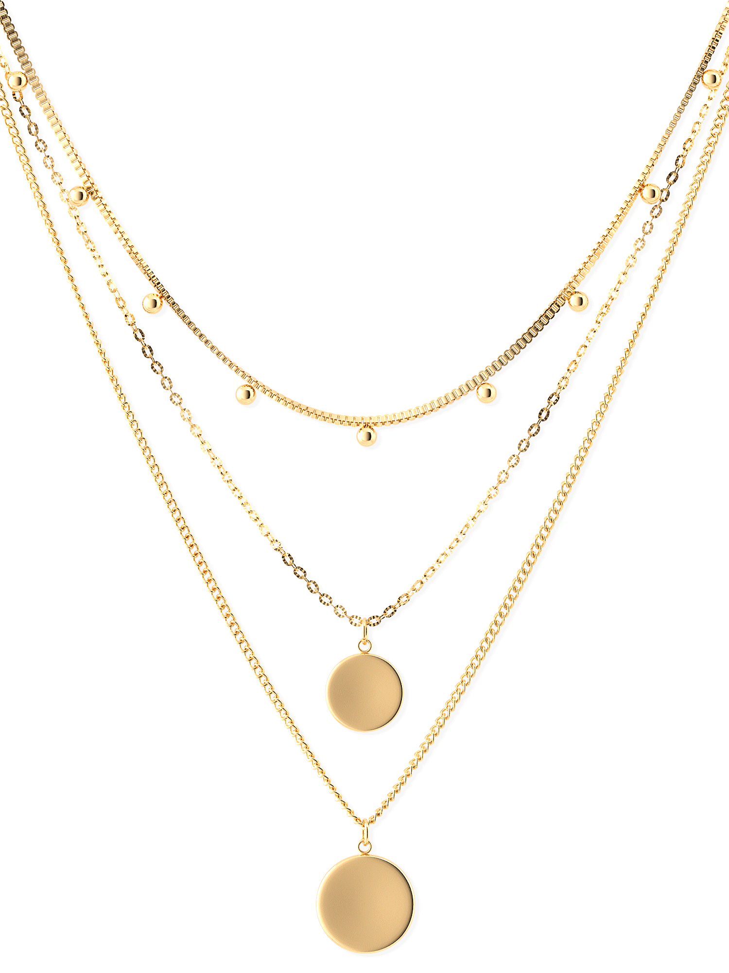 Capri Coin dreireihige Layering Halskette aus Edelstahl von THIORA