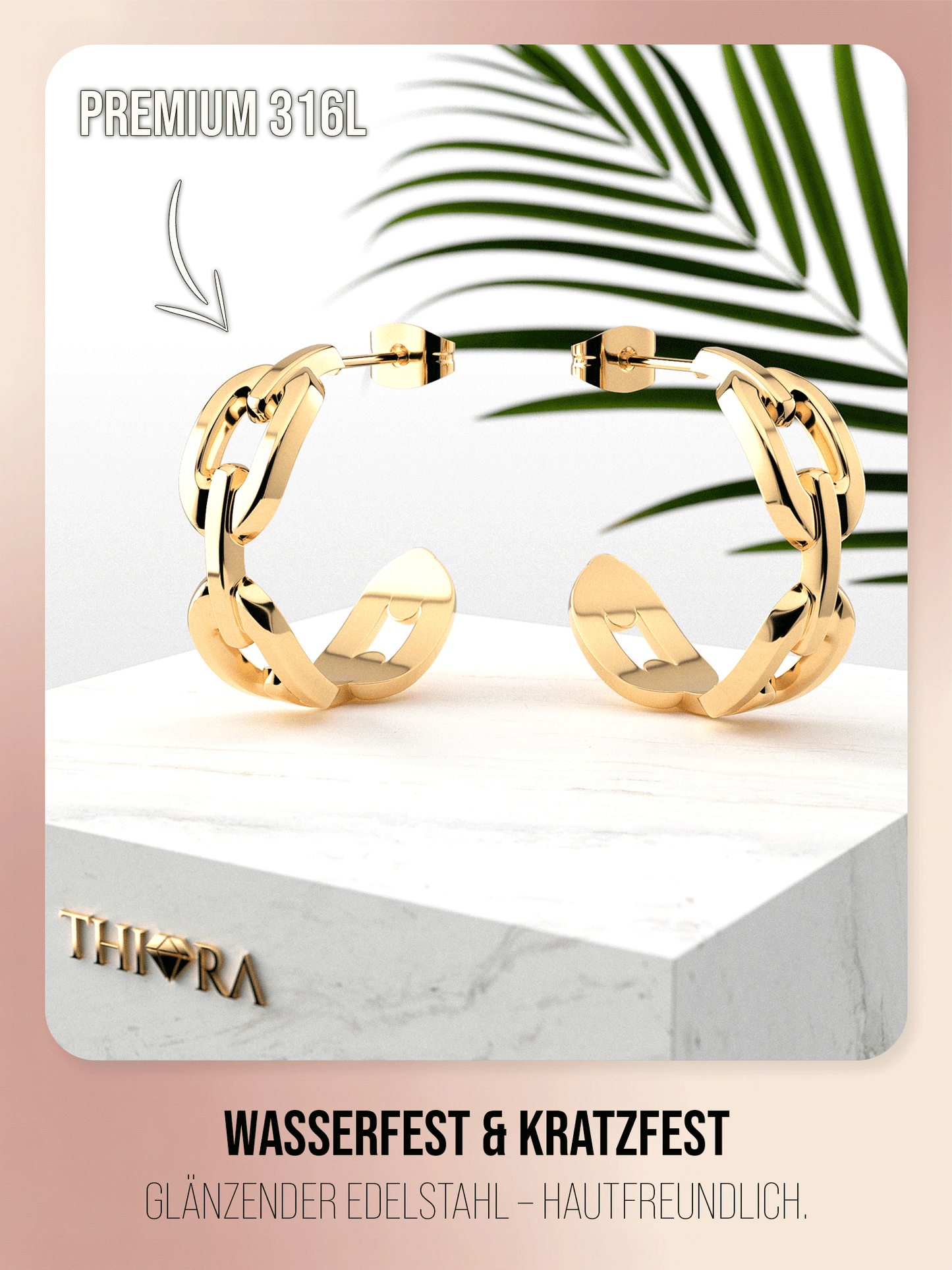 Creolen im Gliederketten - Style | Edelstahl in Rosegold, Silber & Gold