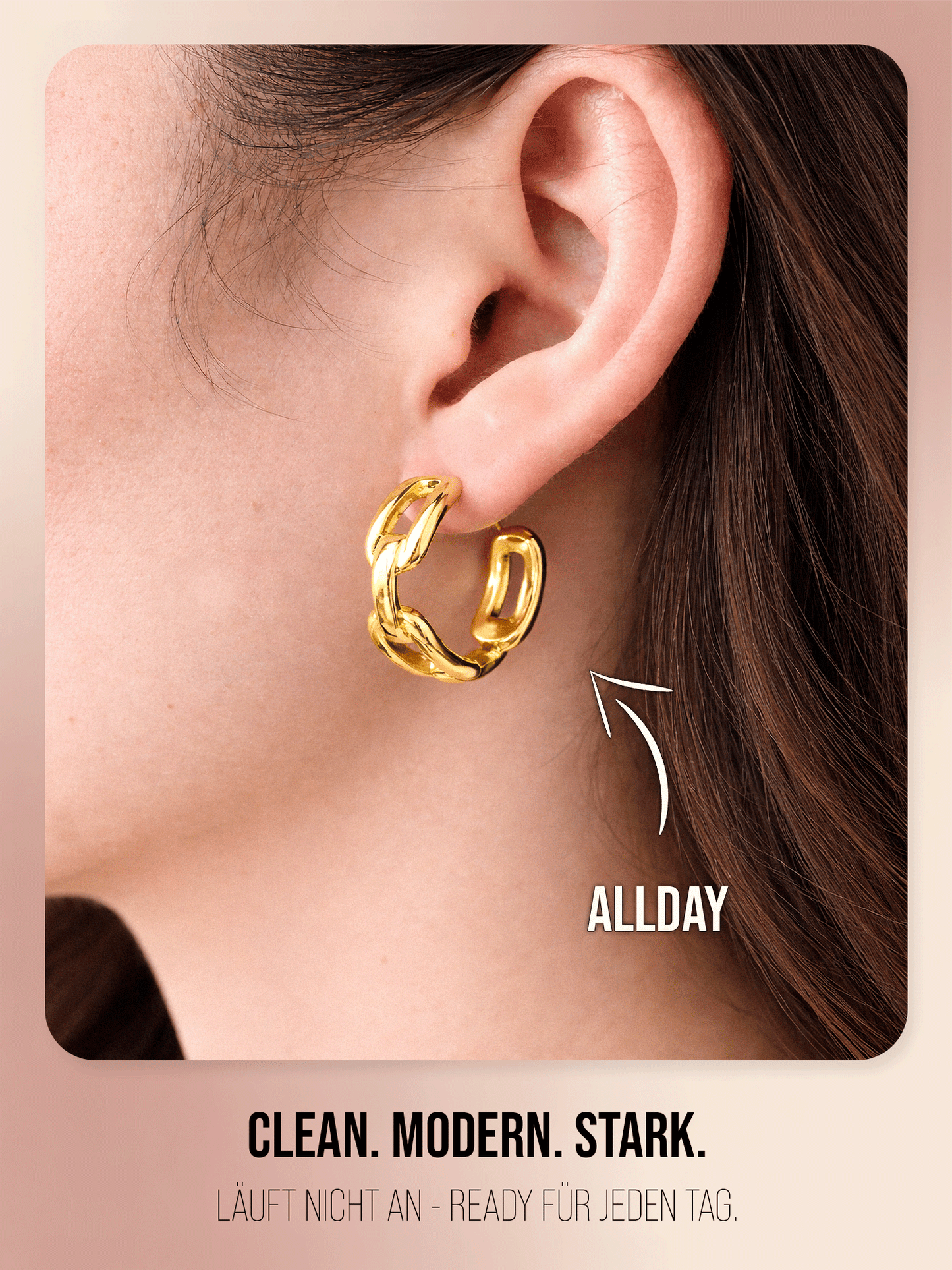 Creolen im Gliederketten - Style | Edelstahl in Rosegold, Silber & Gold