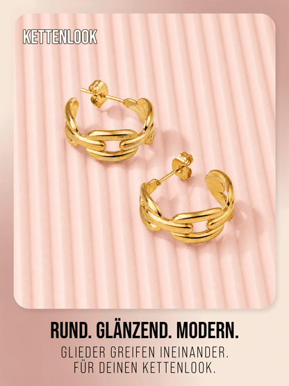 Creolen im Gliederketten - Style | Edelstahl in Rosegold, Silber & Gold
