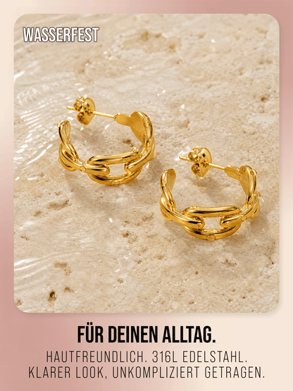 Creolen im Gliederketten - Style | Edelstahl in Rosegold, Silber & Gold