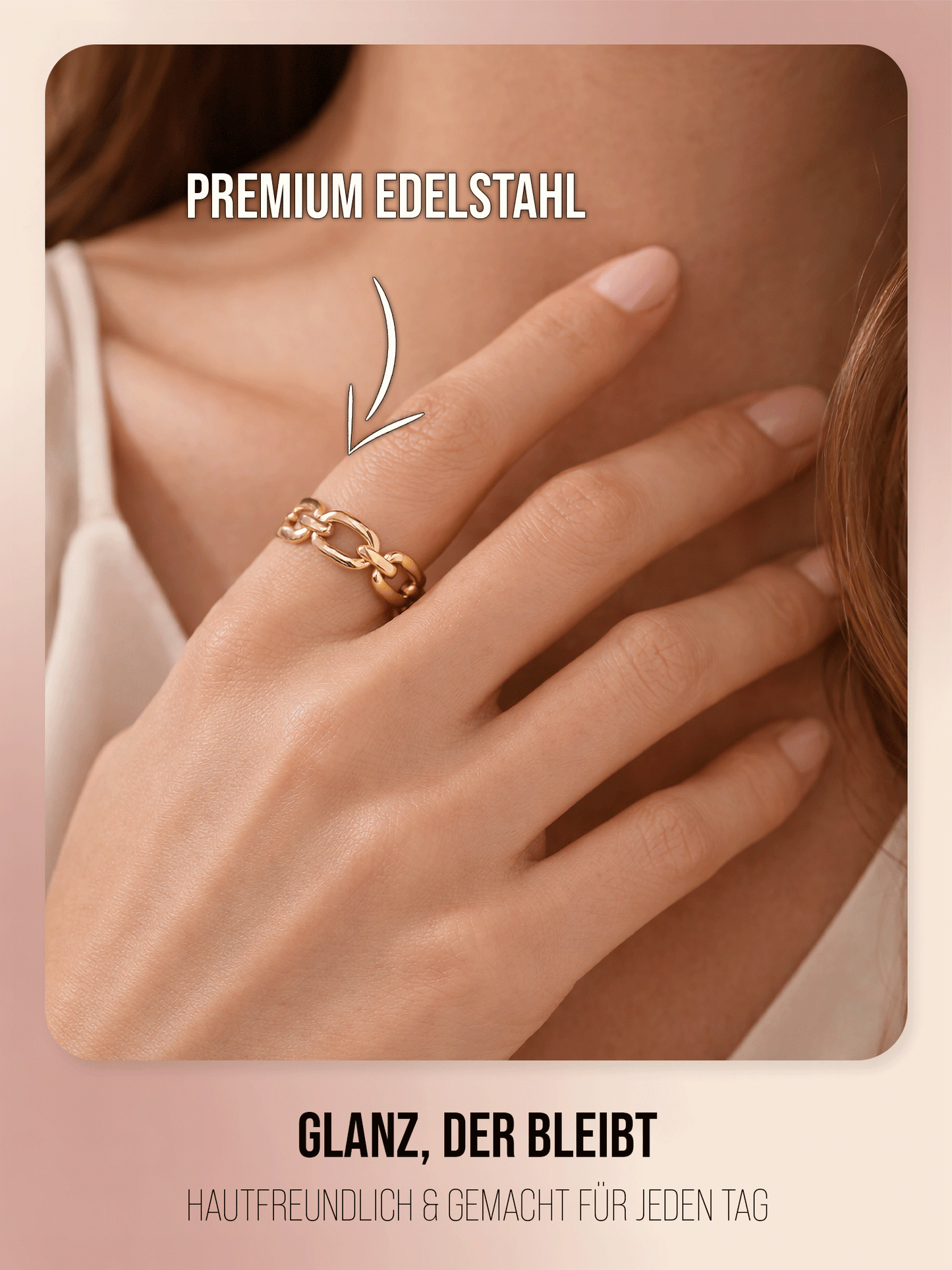 Ring im Gliederketten Design | Edelstahl in Rosegold, Silber & Gold