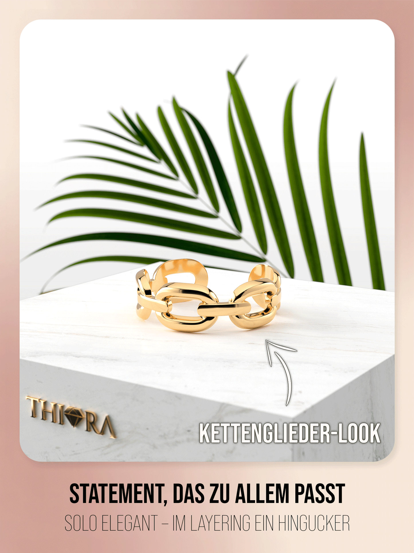Ring im Gliederketten Design | Edelstahl in Rosegold, Silber & Gold