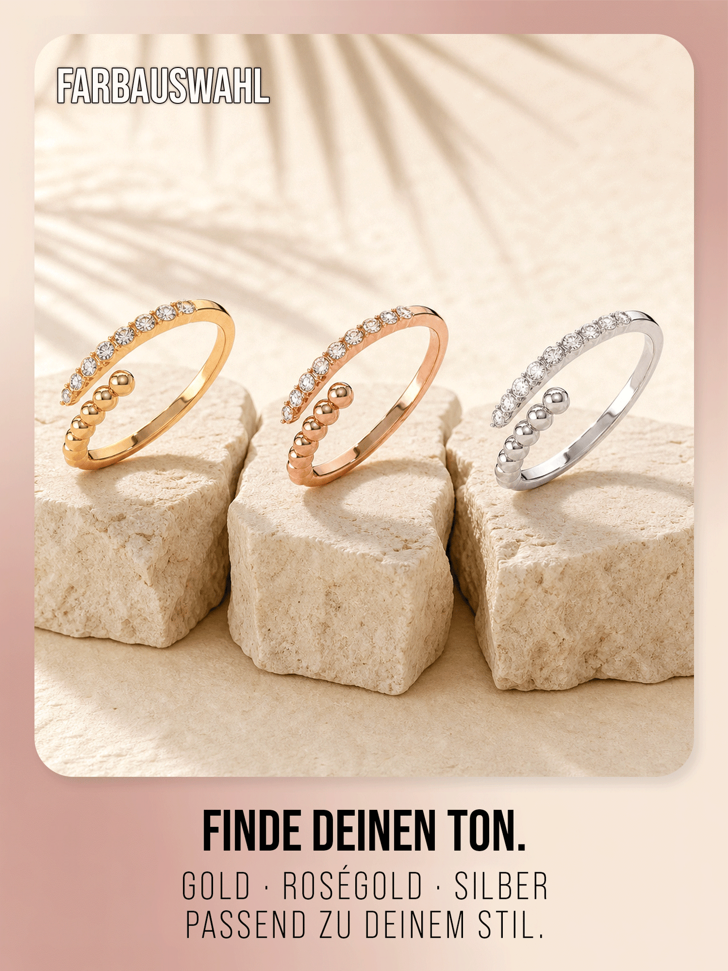 THIORA Bora Brilliance Ring – Farbauswahl Gold, Roségold und Silber