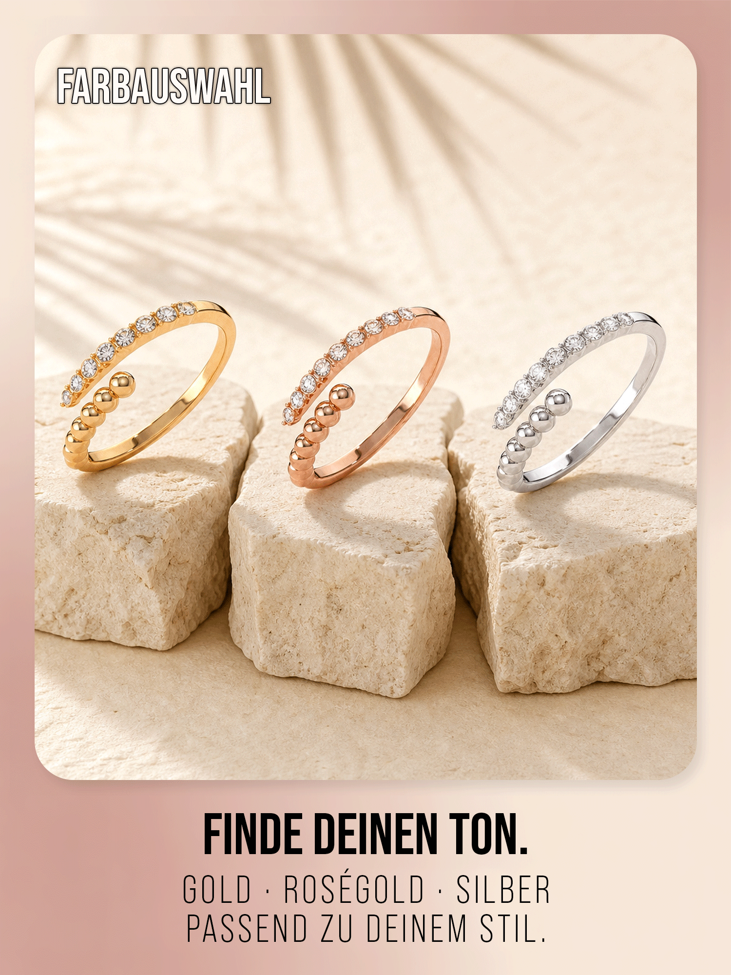 THIORA Bora Brilliance Ring – Farbauswahl Gold, Roségold und Silber