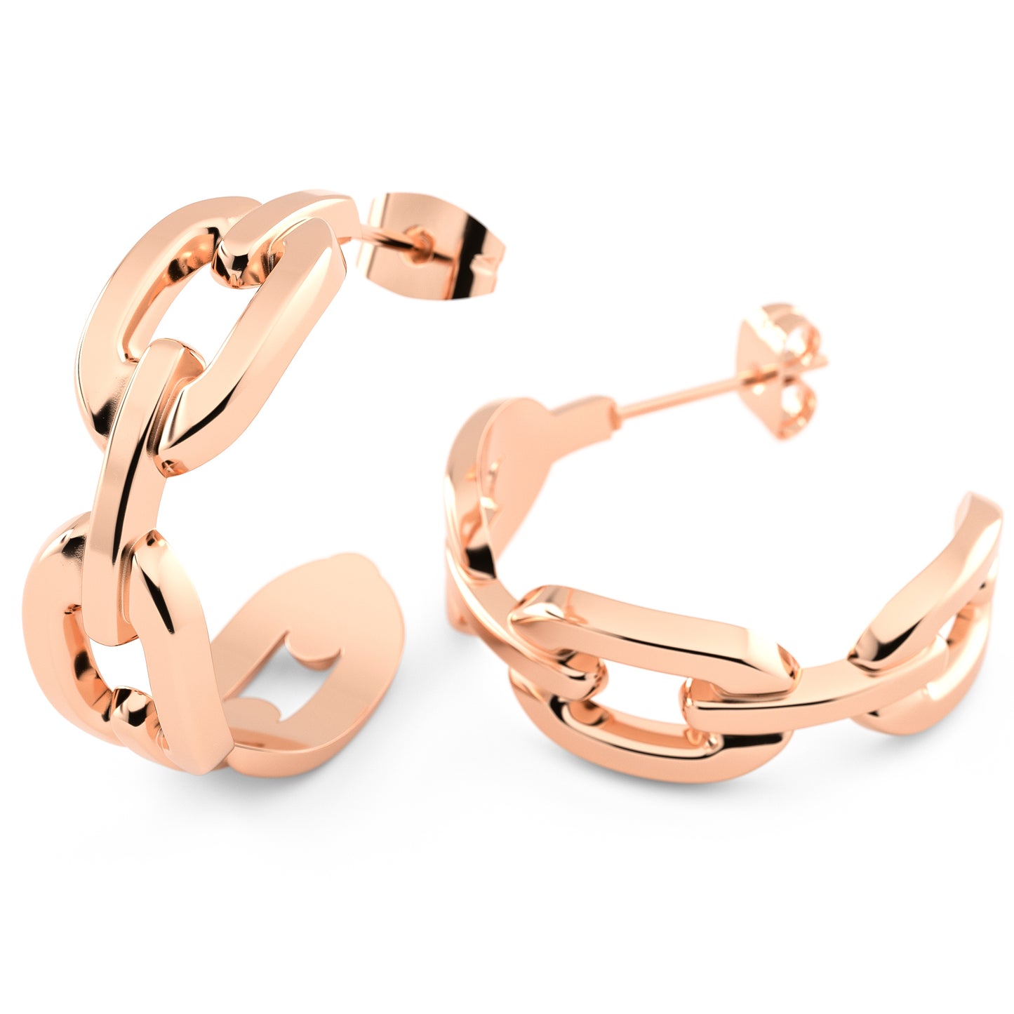 Creolen im Gliederketten - Style | Edelstahl in Rosegold, Silber & Gold