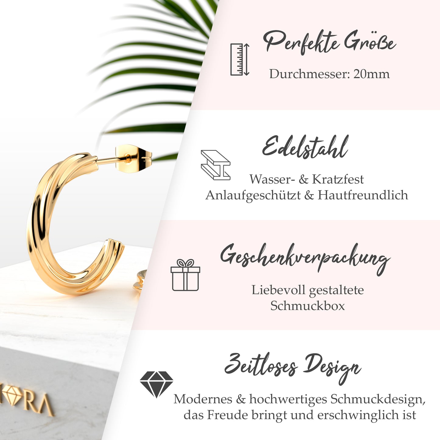 Creolen im Twisted Design | Edelstahl in Rosegold, Silber & Gold