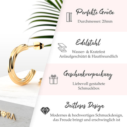 Creolen im Twisted Design | Edelstahl in Rosegold, Silber & Gold