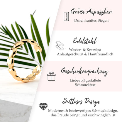Ring im Herzen Design | Edelstahl in Rosegold, Silber & Gold